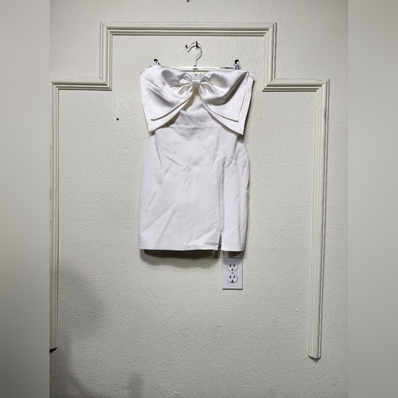 Lulus Bring the Poise White Strapless Bow Mini Dress S Wedding Party Formal - Picture 6 of 10